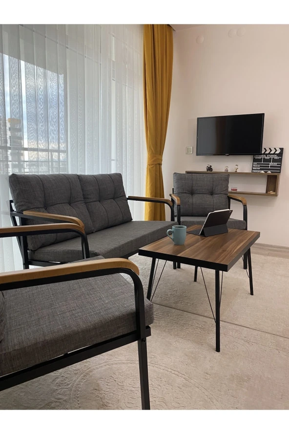 MODERN Venüs Balkon Bahçe Cafe - Metal Kanepe Koltuk Takımı - 2+1+1 + Sehpa ürün görseli 1