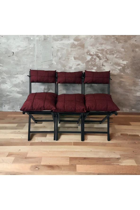 Modern Style Home Bahçe - Balkon, Iç Ve Dış Mekan Katlanır Metal Sandalye 3 Adet ürün görseli 1