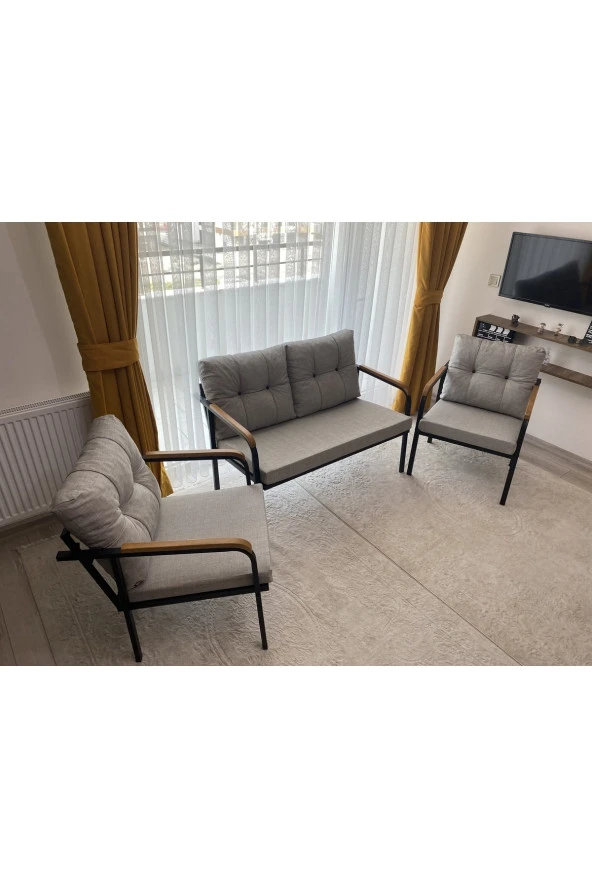 MODERN Güneş Balkon, Bahçe, Cafe - Metal Kanepe Koltuk Takımı - 2+1+1 ürün görseli 1