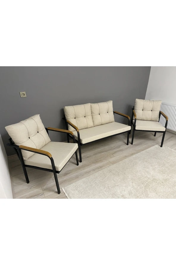 MODERN Dünya Balkon, Bahçe, Cafe - Metal Kanepe Koltuk Takımı - 2+1+1 ürün görseli 1