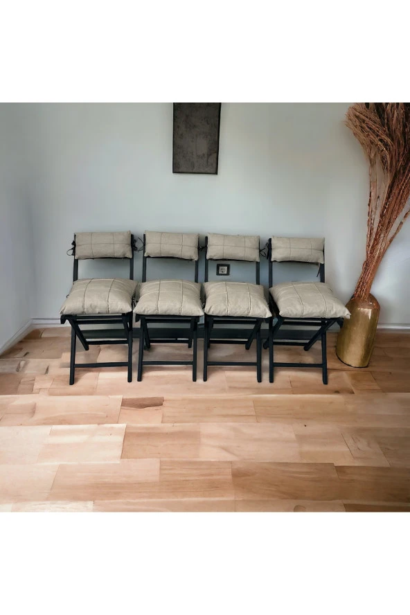 Modern Style Home Bahçe - Balkon, Iç Ve Dış Mekan Katlanır Metal Sandalye 4 Adet ürün görseli 1