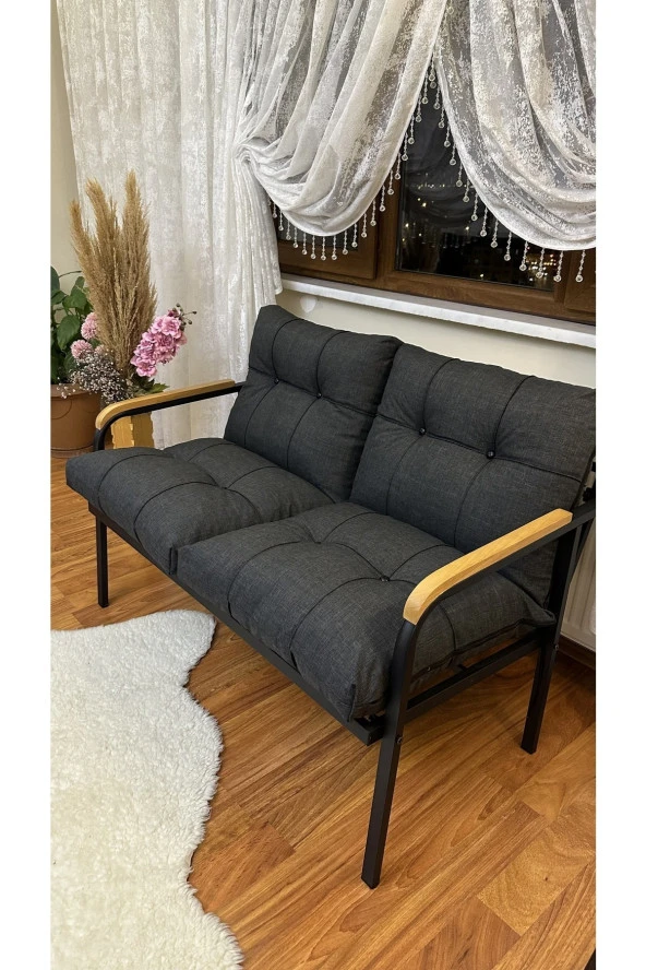 MODERN Uzungöl Balkon, Bahçe, Cafe - Metal Kanepe Koltuk Takımı – 2'li ürün görseli 1