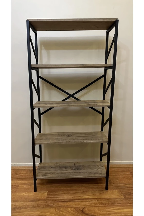 MODERN Style Home Metal Kitaplık 5 Raflı Çok Amaçlı Dosya Kitap Rafı Ofis Salon Raf 150 Cm Ceviz ürün görseli 1