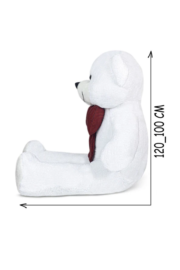 120-100 Cm Papyonlu Büyük Beyaz Ayıcık %100 Yerli ürün görseli 1