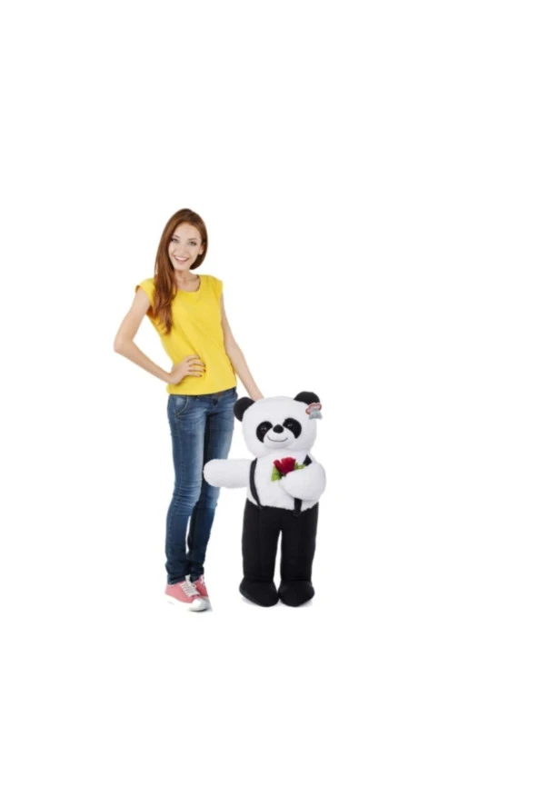 Özgüner Ayakta Duran Siyah Tulumlu Panda Peluş ürün görseli 1