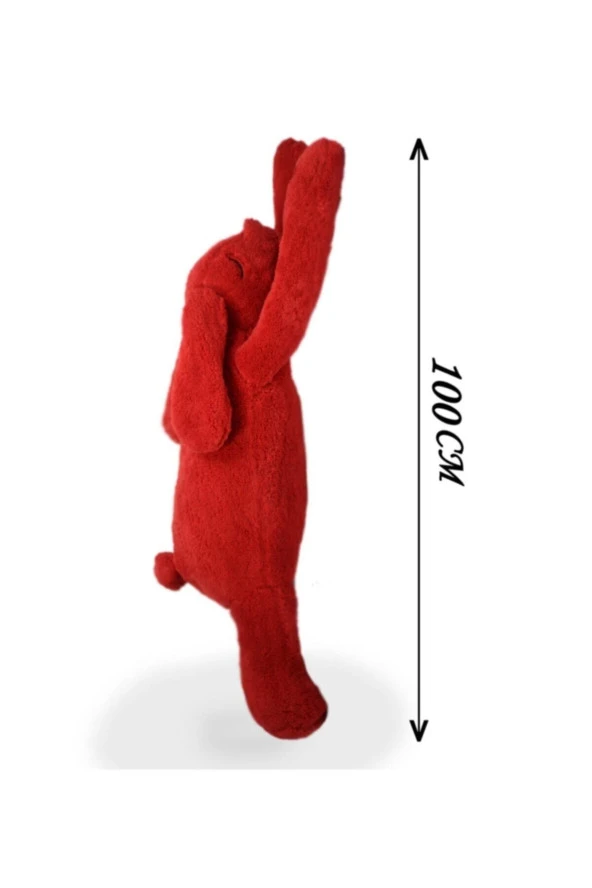 100 Cm Uyku Arkadaşı Sevimli Tavşan Kırmızı (%100 Yerli) ürün görseli 1
