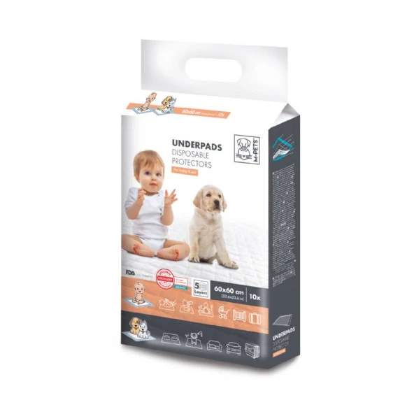 10118799 M-Pets Underpads Yavru Köpek Çiş Eğitim Pedi 60x60cm 10 Lu ürün görseli 1