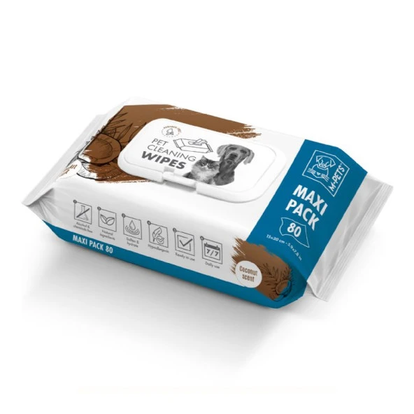 60101899 M-Pets Coconut Kedi Köpek Temizlik Mendili 80 Yaprak ürün görseli 1