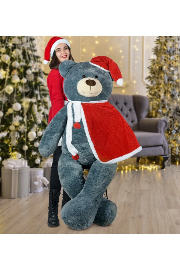 160 Cm Noel Baba Pelerinli Ayıcık Yeni Yıl, Yılbaşı Hediyesi ürün görseli 1