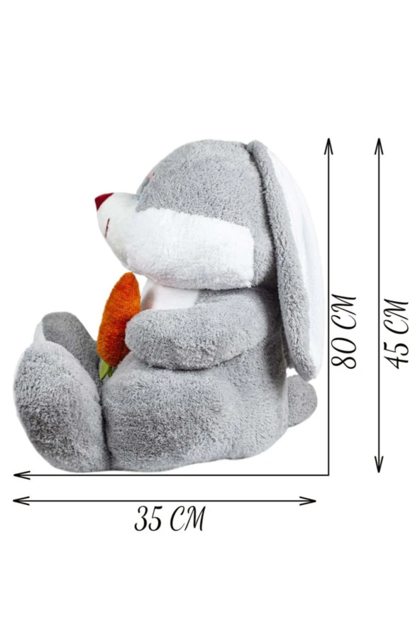 Sevimli 80 Cm Elinde Havuç Tutan Tavşan - Resim 3