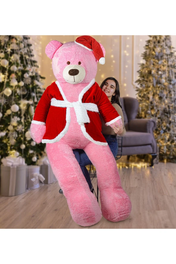 200 Cm Noel Baba Şapkalı Ayıcık Yeni Yıl ,yılbaşı Hediyesi ürün görseli 1