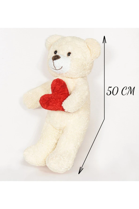 50 Cm Kalpli Peluş Sevimli Ayıcık - Resim 3