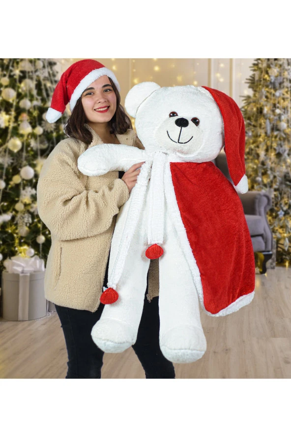 100 Cm Pelerinli Noel Baba Ayıcık Yeni Yıl ,yılbaşı Hediyesi ürün görseli 1