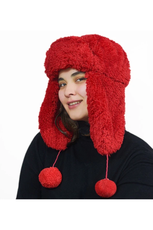 Kadın Kürklü Kulaklıklı Peluş Şapka,bere ürün görseli 1