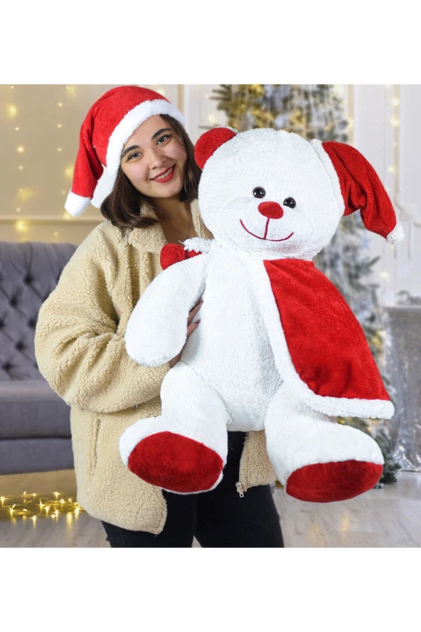75 Cm Şapkalı Noel Baba Ayıcık Yeni Yıl ,yılbaşı Hediyesi ürün görseli 1