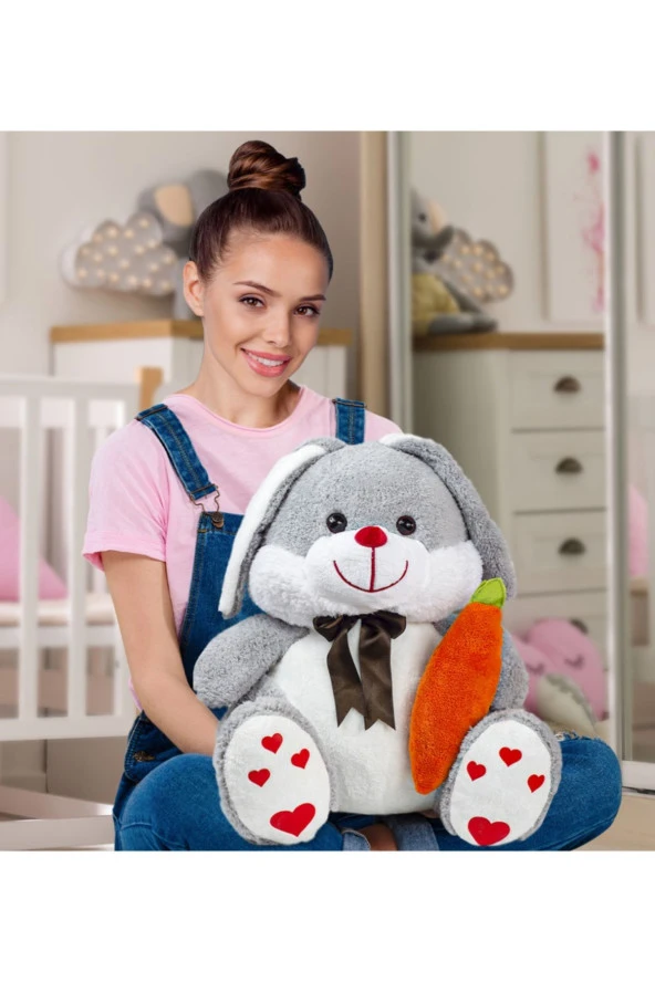 Sevimli 80 Cm Elinde Havuç Tutan Tavşan ürün görseli 1