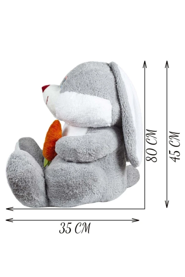 Sevimli 80 Cm Elinde Havuç Tutan Tavşan - Resim 3