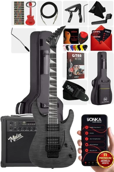 Maxword Grade-25AMP Gray Rosewood Yüksek Kalite Floyde Rose 25W Amfili Elektro Gitar ürün görseli 1