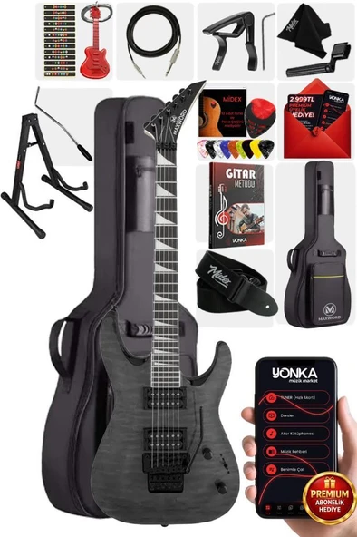 Maxword Grade-ST Gray Rosewood Klavye HH Yüksek Kaliteli Floyde Rose Elektro Gitar ürün görseli 1