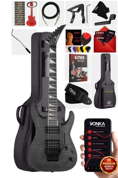 Maxword Grade Gray Rosewood Klavye HH Yüksek Kaliteli Floyde Rose Elektro Gitar ürün görseli 1