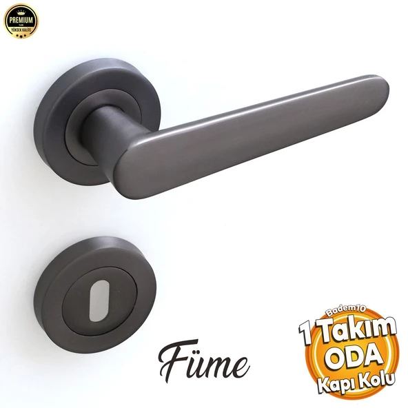 Vista Füme Oda Kapı Kolu Kare Rozetli Sürgülü ve Çelik Kapı Kulpu Uyumlu Sağ Sol Uygun Kolları ürün görseli 1
