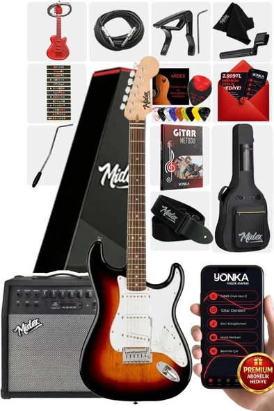 Midex RPH-30SB-50AMP Gül Klavye SSS 50W Amfili Elektro Gitar Seti ürün görseli 1