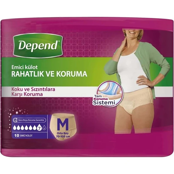 Depend Emici Külot Yetişkin Bezi Medium - Orta Kadın (10 Adet) Tekli Pk ürün görseli 1
