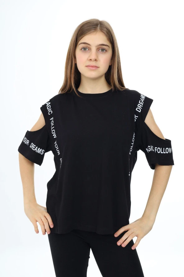 Kız Çocuk Omuzları Açık T-Shirt 9-14 Yaş px017 ürün görseli 1