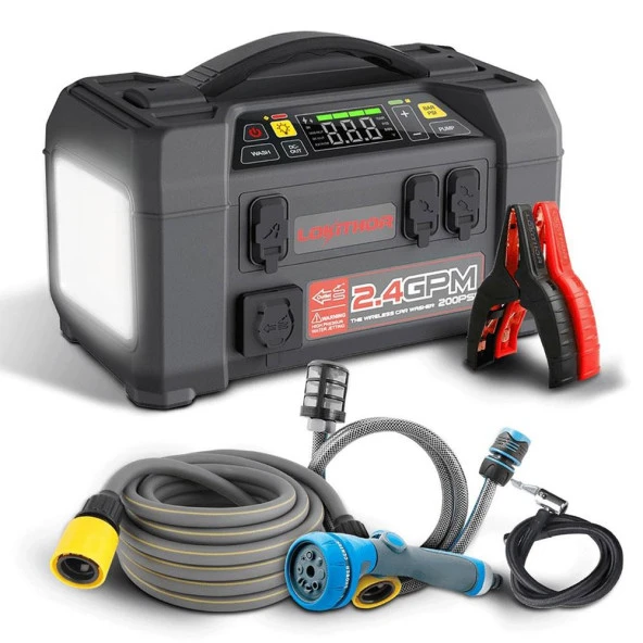 Lokithor AW401 12V 2500Amp Li-Polimer Akıllı Akü Takviye + Pompa + Basınçlı Yıkama + Powerbank + Led Lamba ürün görseli 1