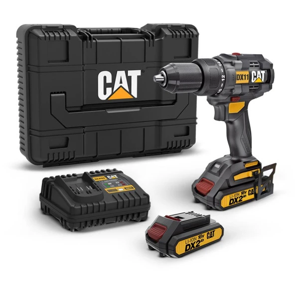 CAT DX11 18Volt/2.0Ah Li-ion Çift Akülü Kömürsüz Profesyonel Şarjlı Matkap ürün görseli 1