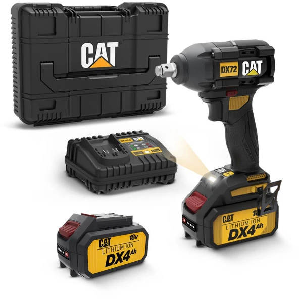 CAT DX72 18Volt/4.0Ah Li-ion Çift Akülü Şarjlı 350Nm Kömürsüz Profesyonel Somun Sıkma ürün görseli 1