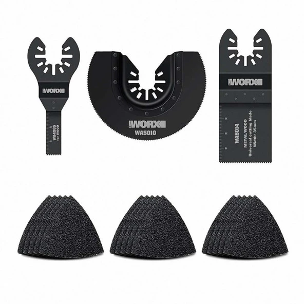 WORX WA5099 18 Parça Universal Metal, Ahşap Kesme ve Zımpara Kâğıdı Aksesuar Seti ürün görseli 1