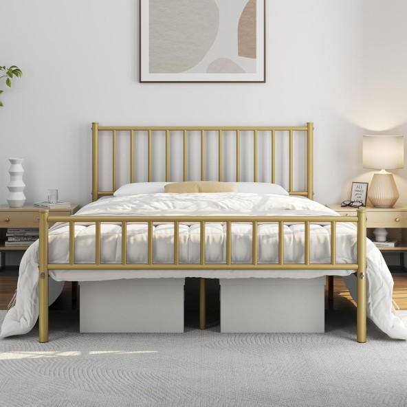 HFT HOME Metal Karyola, Çınar Metal Karyola Siyah Beyaz Gold renk seçenekli, Çift Kişilik 23 120x200GOLD ürün görseli 1