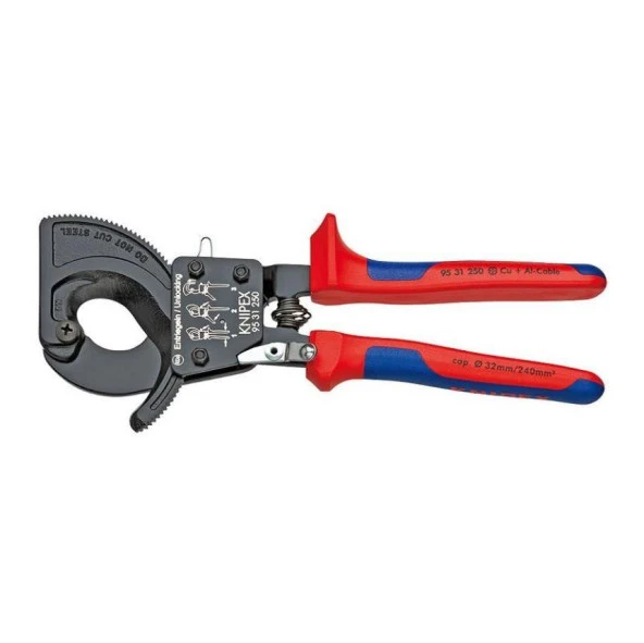 Knipex 9531250 Cırcır Mekanizmalı Kablo Makası ürün görseli 1