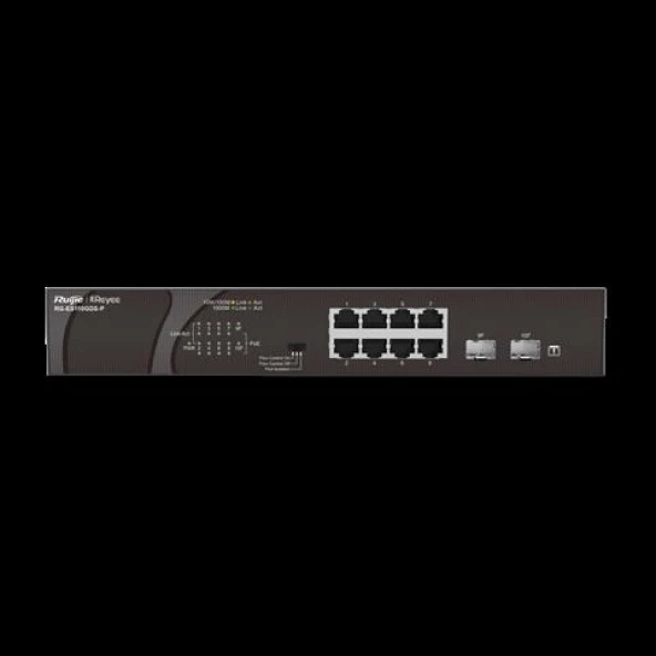RUIJIE RG-ES110GDS-P 8 PORT 10/100/1000 8 PORT POE 2 PORT UPLINK 120W YONETILEMEZ DESKTOP SWITCH ürün görseli 1
