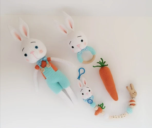 Havuçlu  Yenidoğan Set Amigurumi Organik Oyuncak ürün görseli 1