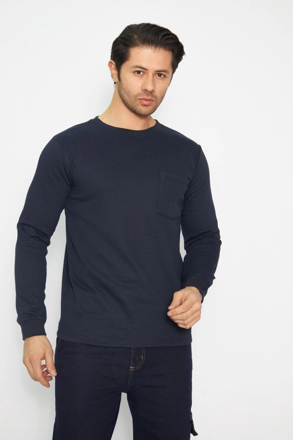 Uzun Kol Sıfır Yaka Sweatshirt ürün görseli 1