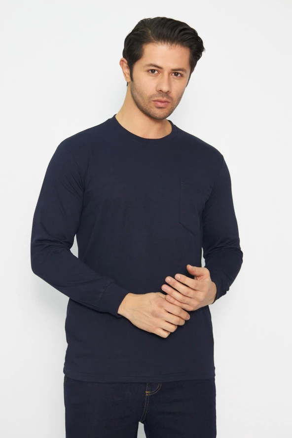 Uzun Kol Sıfır Yaka Sweatshirt - Resim 4