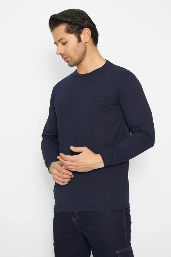 Uzun Kol Sıfır Yaka Sweatshirt - Resim 5