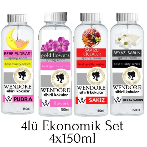 Wendore Sihirli Kokular Küre & Tüm Mak. Uyumlu Geniş Alan Koku Makinesi Parfümü 4'lü Set 150 ml ürün görseli 1