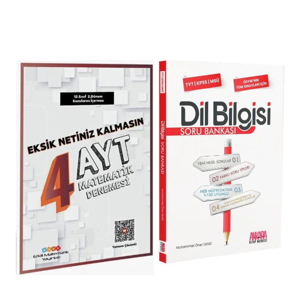 Etkili Matematik AYT Matematik Eksik Netiniz Kalmasın 4 Deneme ve AKM Dil Bilgisi Soru Bankası Seti 2 Kitap ürün görseli 1