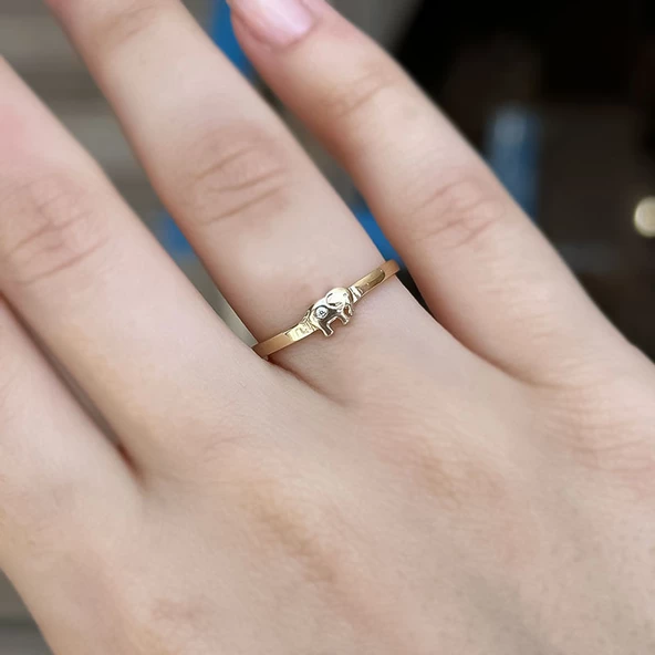 14k Altın Taşlı Fil Yüzük ürün görseli 1