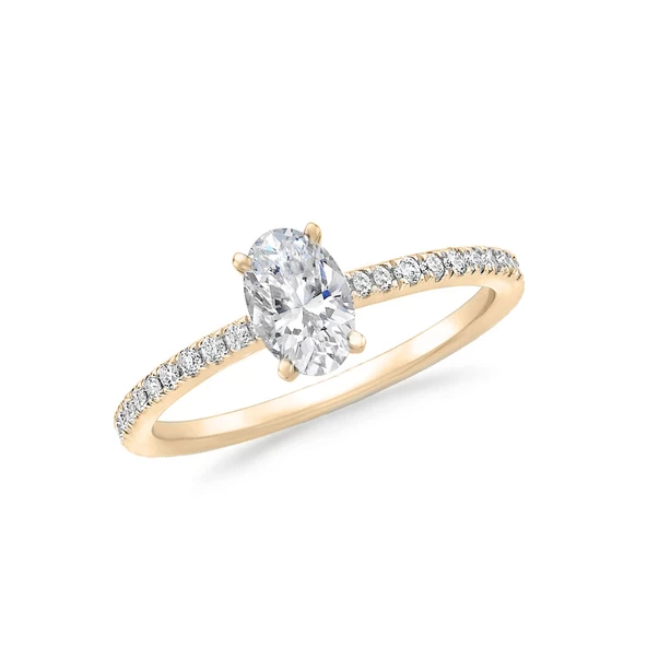 Rose Altın Oval Tektaş Yüzük 14k ürün görseli 1
