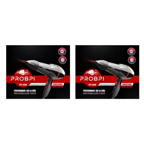 PROBPI PR 4500 Profesyonel Siyah Saç Kurutma Fön Makinesi X 2 Adet  (8681612488022) ürün görseli 1
