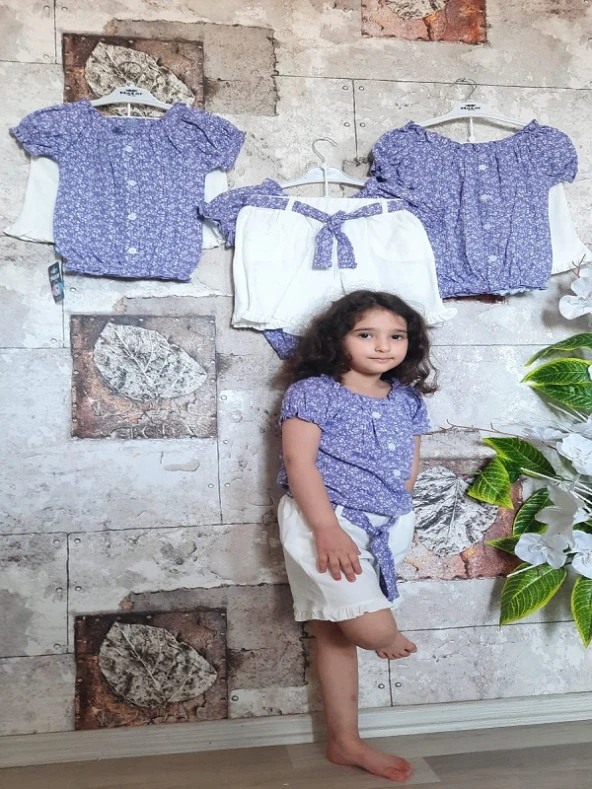 NAZAR 23296 ÇİCEK DES RAPORLU KIZ  TAKIM ürün görseli 1