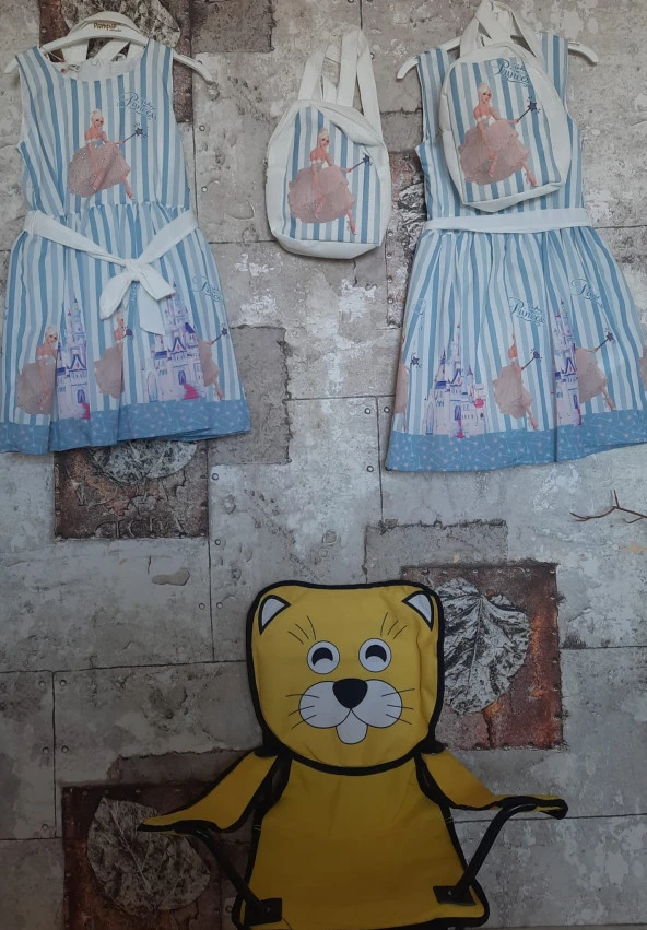 Pampal princess askılı elbise ACIK MAVİ - Resim 5