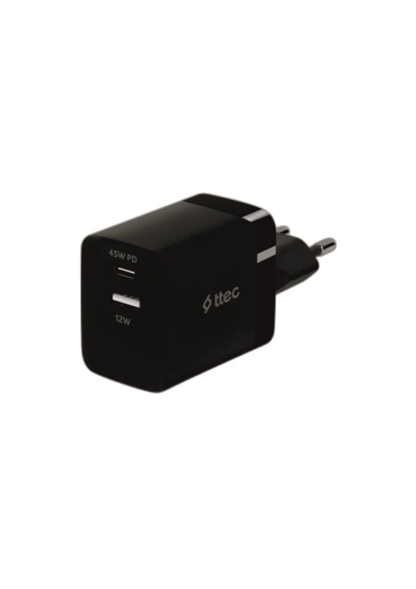 Ttec 2SCP02S SmartCharger Duo PD 45W USB-C+USB-A Seyahat Hızlı Şarj Aleti ürün görseli 1