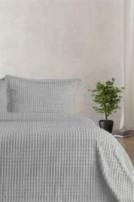 Merinos Modern Line 3 Parça Battaniye Seti Gri ürün görseli 1