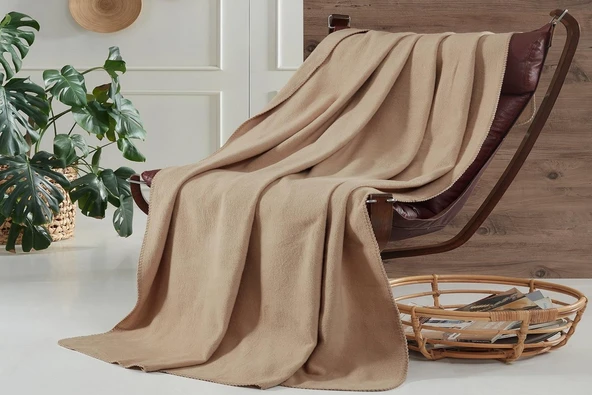 Aksu Brighton Collection Pamuklu TV Battaniye 130x170 Bej ürün görseli 1