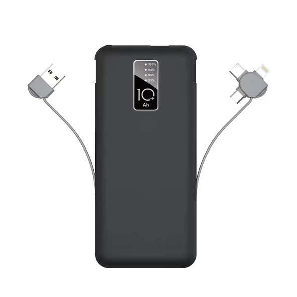 PW-05 Hızlı Şarj Led Göstergeli Micro Lightning Type-C Kablolu Taşınabilir Powerbank 10000mAh ürün görseli 1